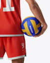 Man Wearing Full Volleyball Kit with Ball Mockup