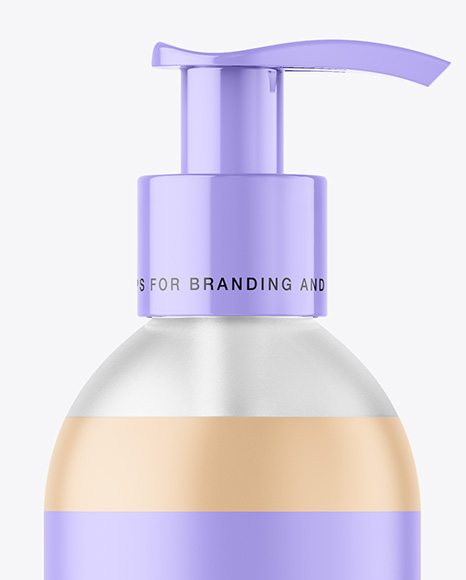 Frosted Cosmetic Bottle with Pump Mockup