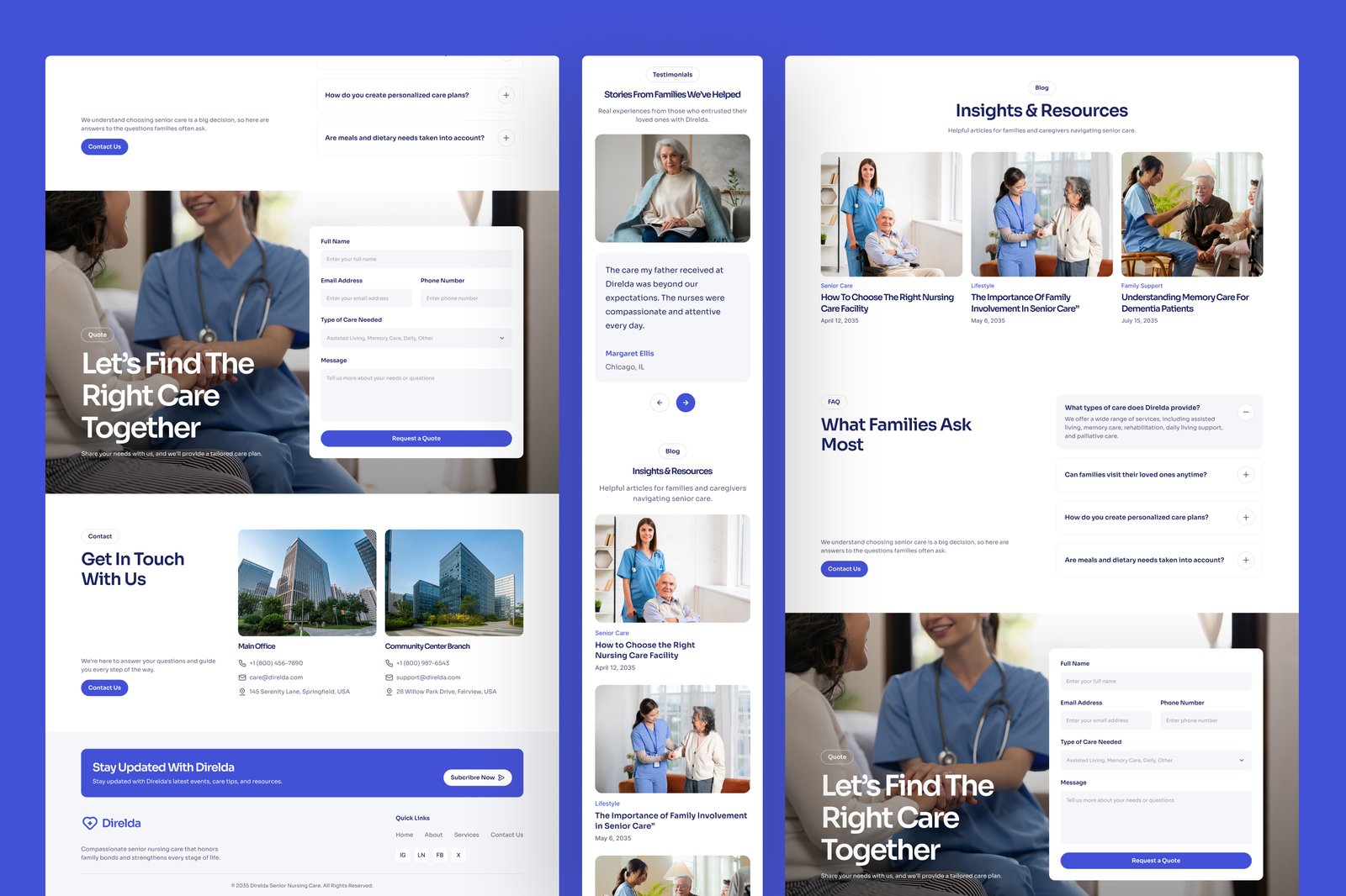 Direlda – Senior Nursing Care Website UI Figma Template