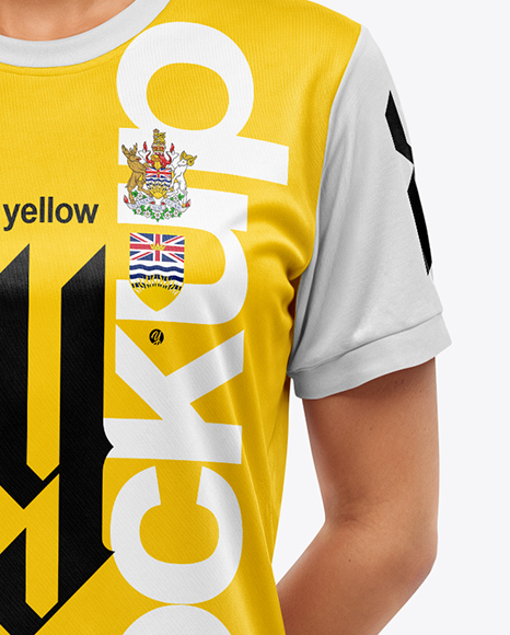 Woman Wearing Soccer Jersey and Shorts Mockup