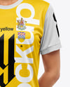 Woman Wearing Soccer Jersey and Shorts Mockup