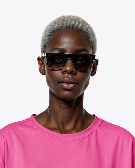 Afro-American Woman Wearing Oversized T-Shirt & Sweatpants Mockup