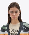 Woman Wearing a Cardigan and T-shirt Mockup