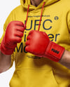 Male UFC Fighter Wearing Hoodie and Papakha Hat Mockup