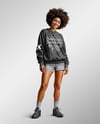 Black Woman Wearing an Oversize Sweatshirt and Shorts Mockup