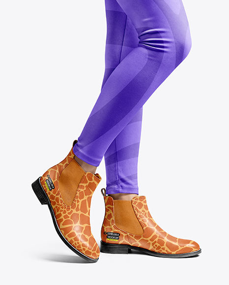 Chelsea Boots on Woman's Legs with Leggins Mockup - Mockups