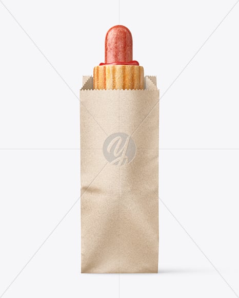 Kraft Paper Bag with Hot Dog Mockup