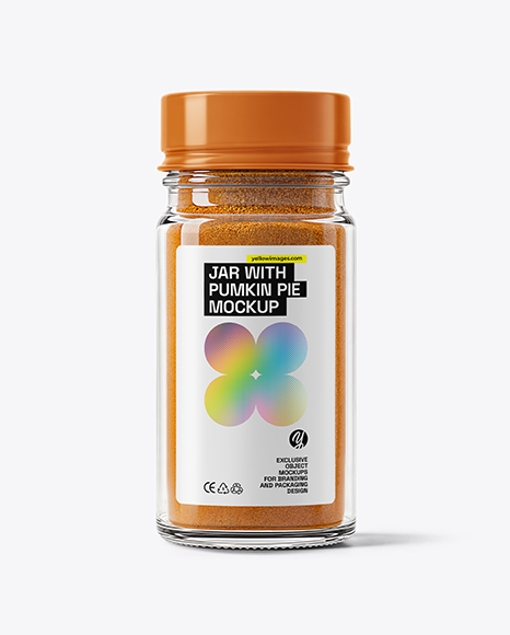 Clear Glass Jar with Pumpkin Pie Spice Mockup - Realistic mockups