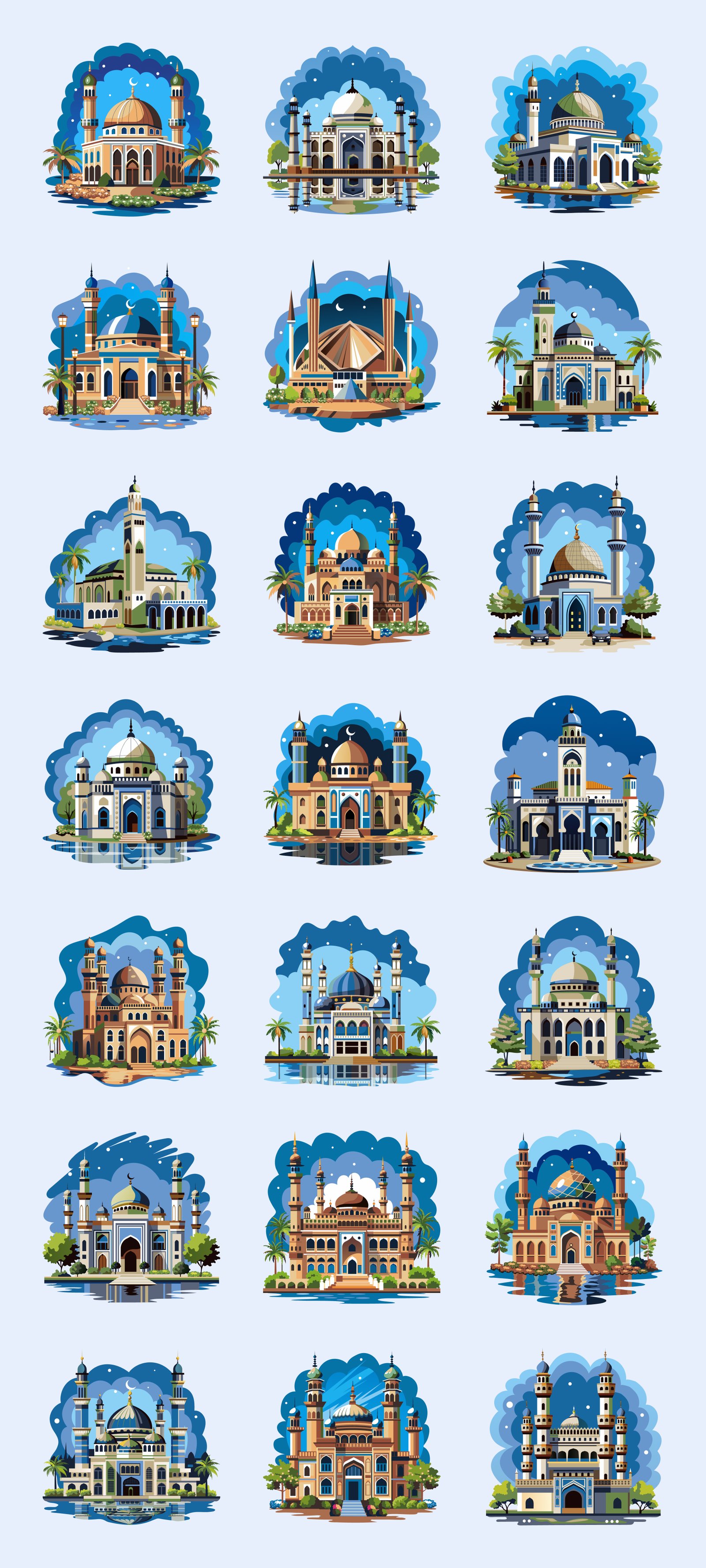Mosque Illustration Art Set