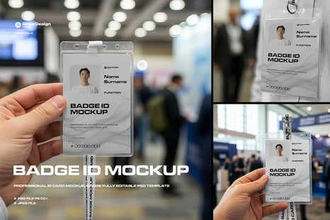 3 ID Card Badge Mockups. Vol.02. - Product Mockups