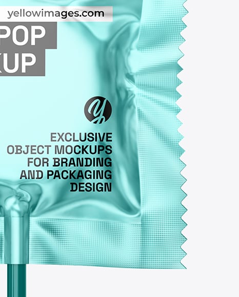 Matte Metallic Lollipop Sachet Mockup