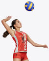 Woman Wearing Full Volleyball Kit with Ball Mockup
