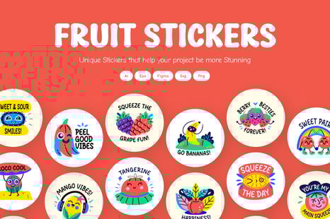 Animated Cool Fruit Stickers Collection