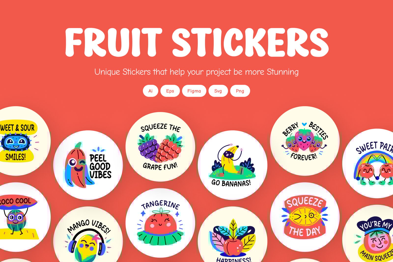 Animated Cool Fruit Stickers Collection