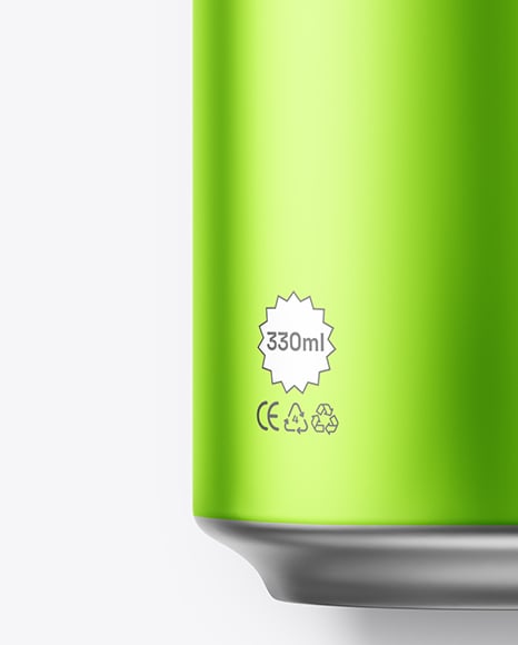 330ml Matte Metallic Aluminium Drink Can Mockup