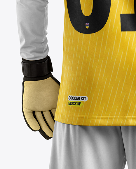 Soccer Goalkeeper Wearing Long Sleeve Jersey and Shorts Mockup