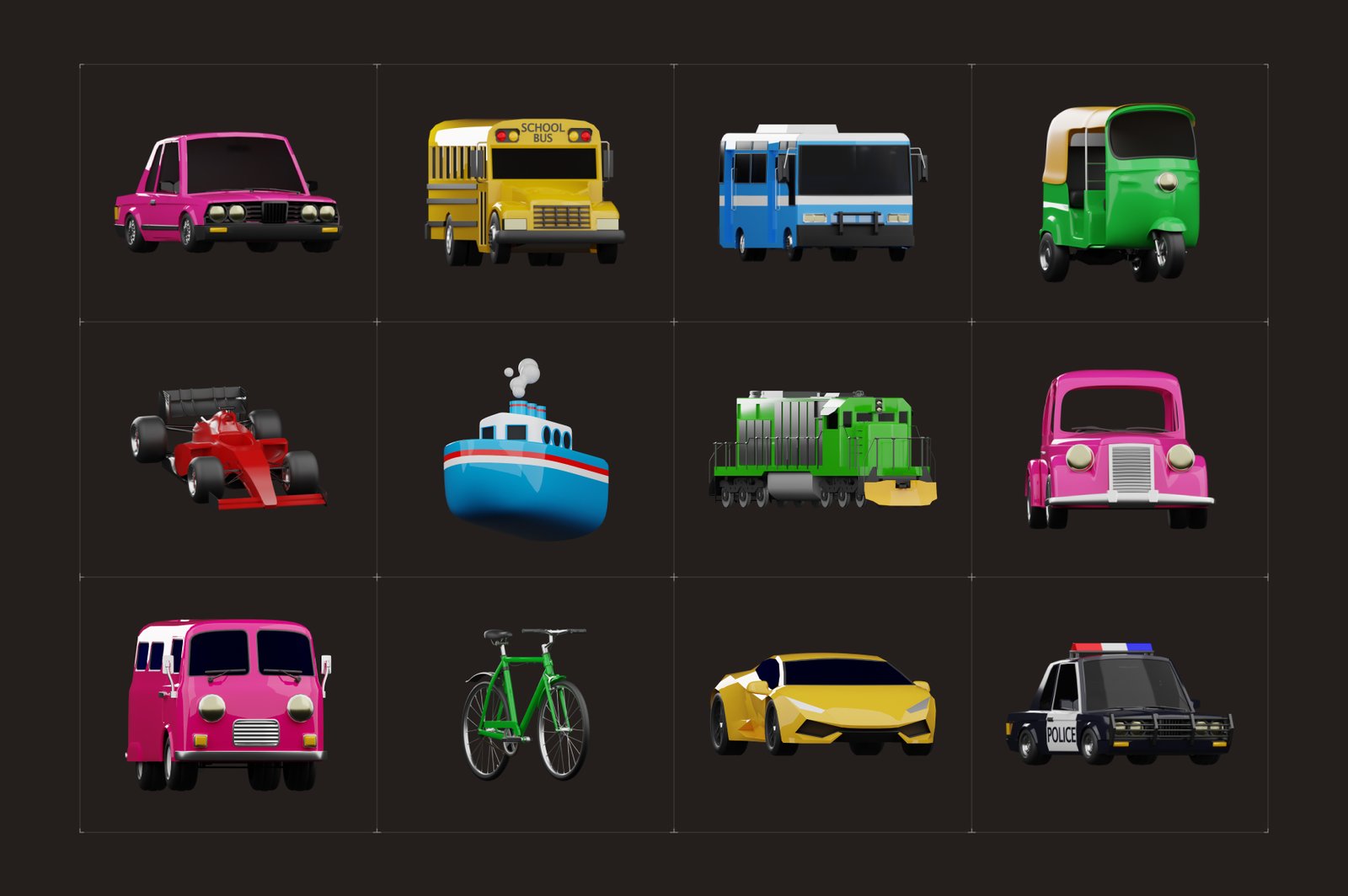 3D Vehicle Models Set