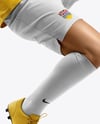 Man Wearing Soccer Jersey and Shorts Mockup