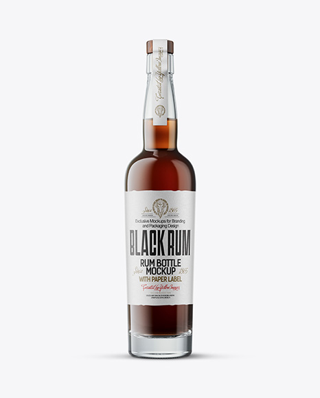 Tall Black Rum Bottle Mockup - Black bottle mockup