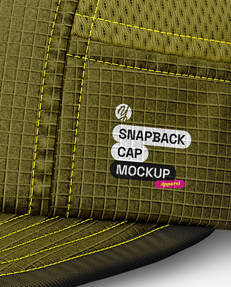 Ripstop Snapback Cap Mockup - Half Side View