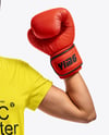 Female UFC Fighter Wearing T-Shirt & Shorts Mockup