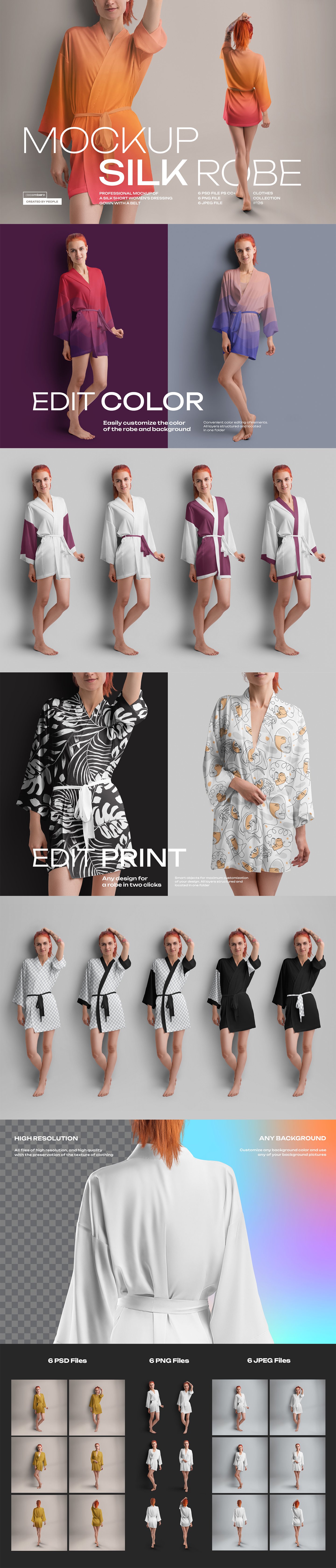 6 Mockups of a Silk Robe. Vol 02