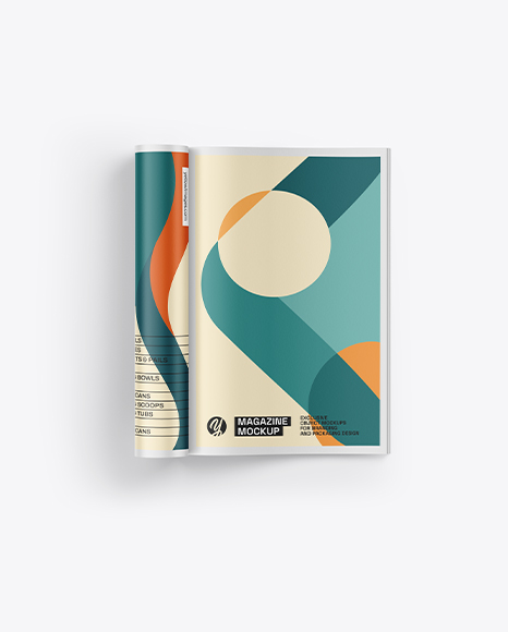 Opened Magazine Mockup - Top View