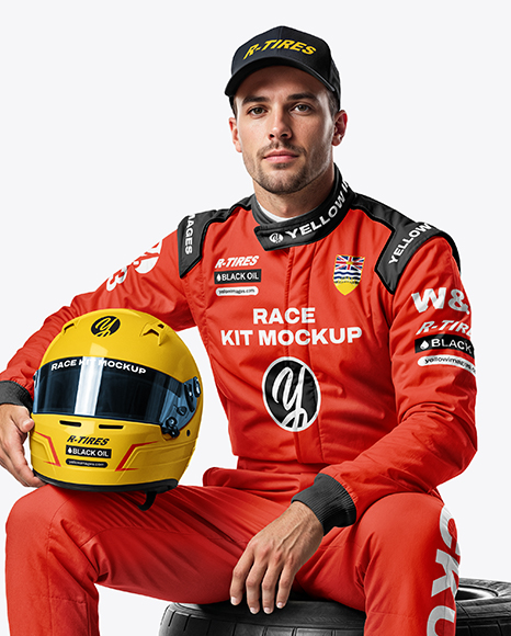 Man Wearing Racing Kit Mockup