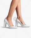 Block Heel Pumps on Woman's Legs Mockup