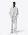 Afro-American Man Wearing a Cardigan and Pants Mockup