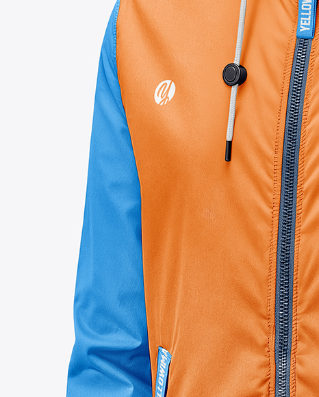 Hooded Windbreaker Jacket Mockup - Half Side View