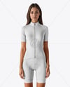 Woman Wearing Cycling Jersey and Bib Shorts Mockup