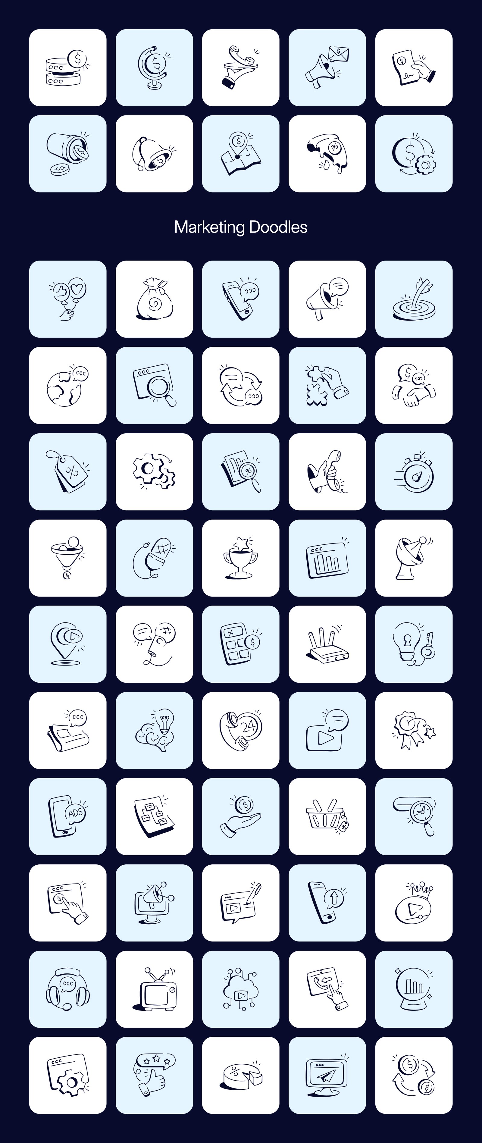 Business and Tech Doodle Icons
