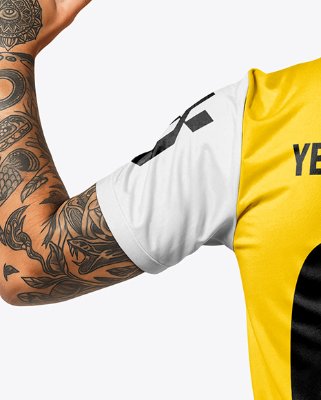 Soccer Player Wearing Jersey and Shorts Mockup