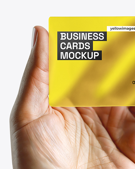 Semi-Transparent Business Card in a Hand Mockup