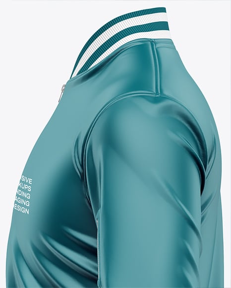 Satin Varsity Zip-Up Jacket Mockup