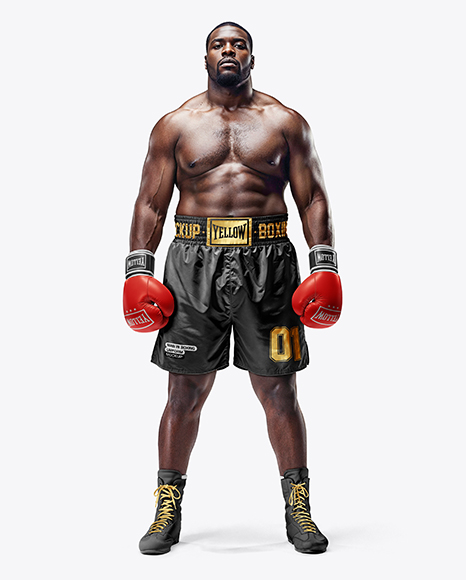Super Heavyweight Man Wearing Boxing Kit Mockup