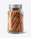 Clear Glass Jar with Cinnamon Sticks Mockup