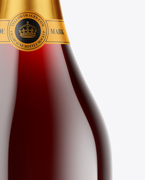 Clear Glass Red Champagne Bottle Mockup