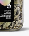 Square Plastic Jar with Sage Herb Mockup