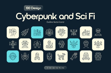 Cyberpunk and Sci Fi Icons Set