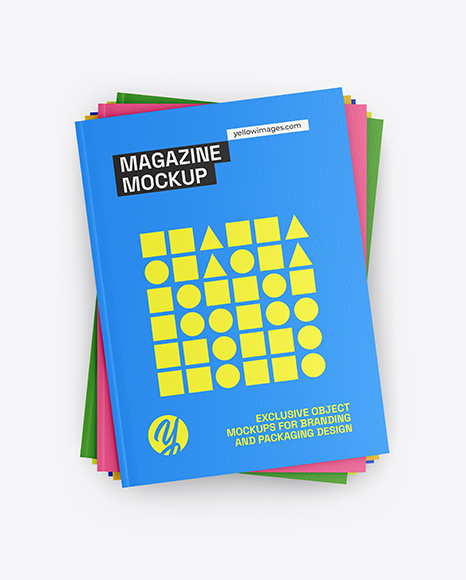 Seven Magazines Mockup - Top View