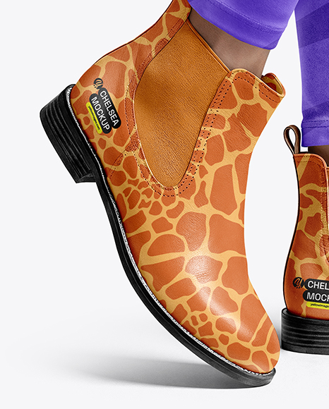 Chelsea Boots on Woman's Legs with Leggins Mockup