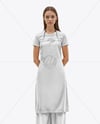 Young Woman Wearing Apron and T-Shirt Mockup