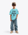 Boy Wearing Oversize T-Shirt and Baseball Cap Mockup