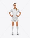 Woman Wearing Soccer Jersey and Shorts Mockup