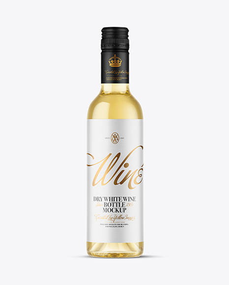 Clear Glass White Wine Bottle Mockup - Packaging mockups