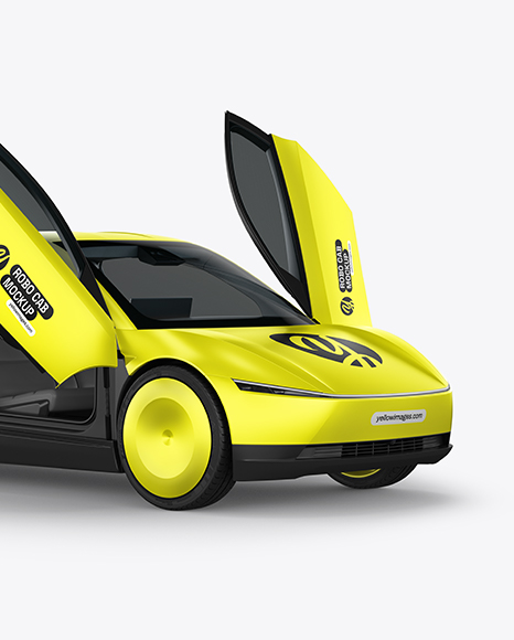 Electric RoboCab W/The Doors Open Mockup - Half Side View