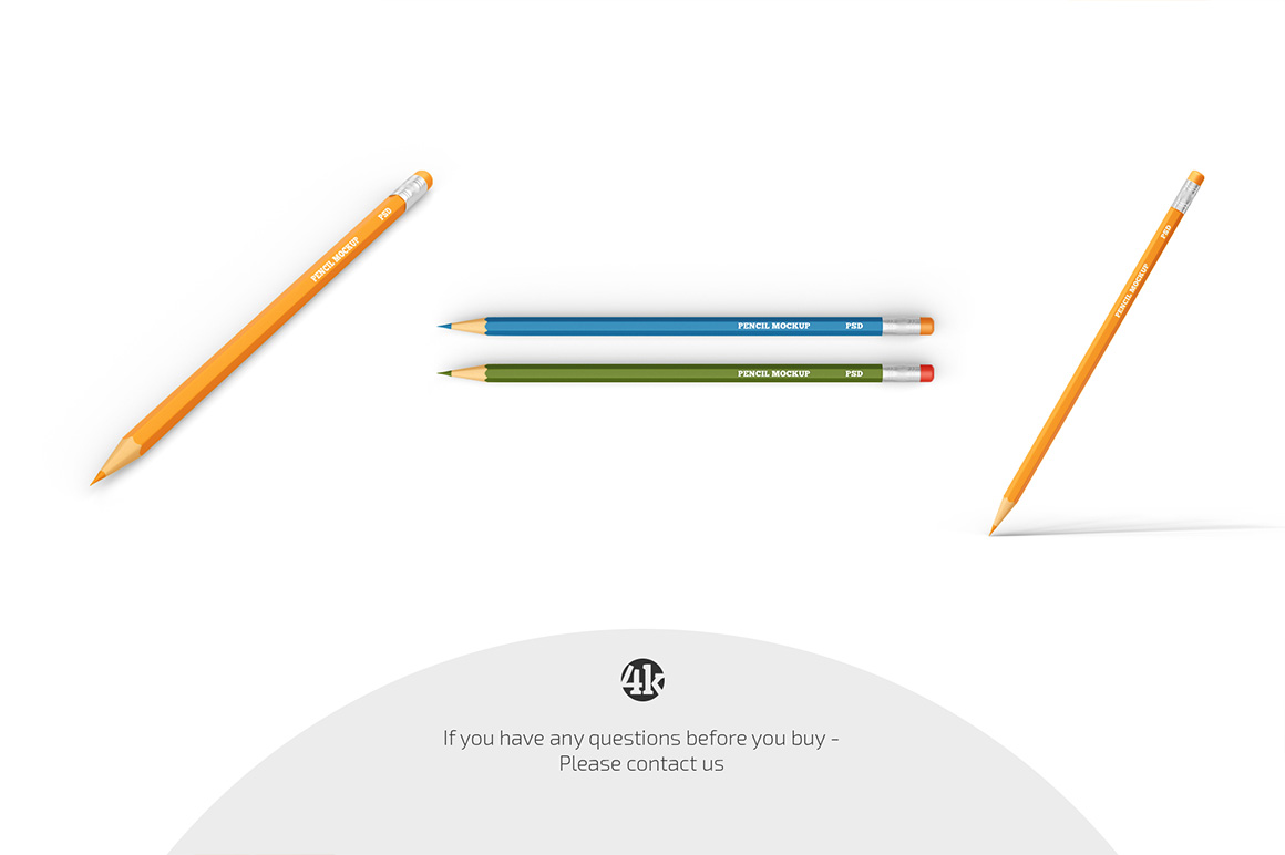 Hexagon Pencil with Eraser Mockup Set