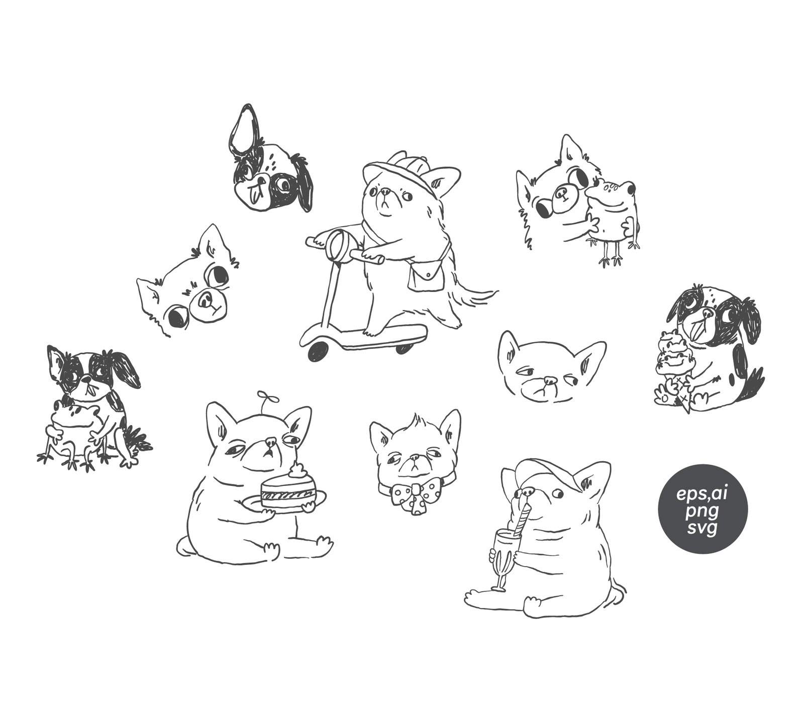 Silly Dogs hand drawn prints